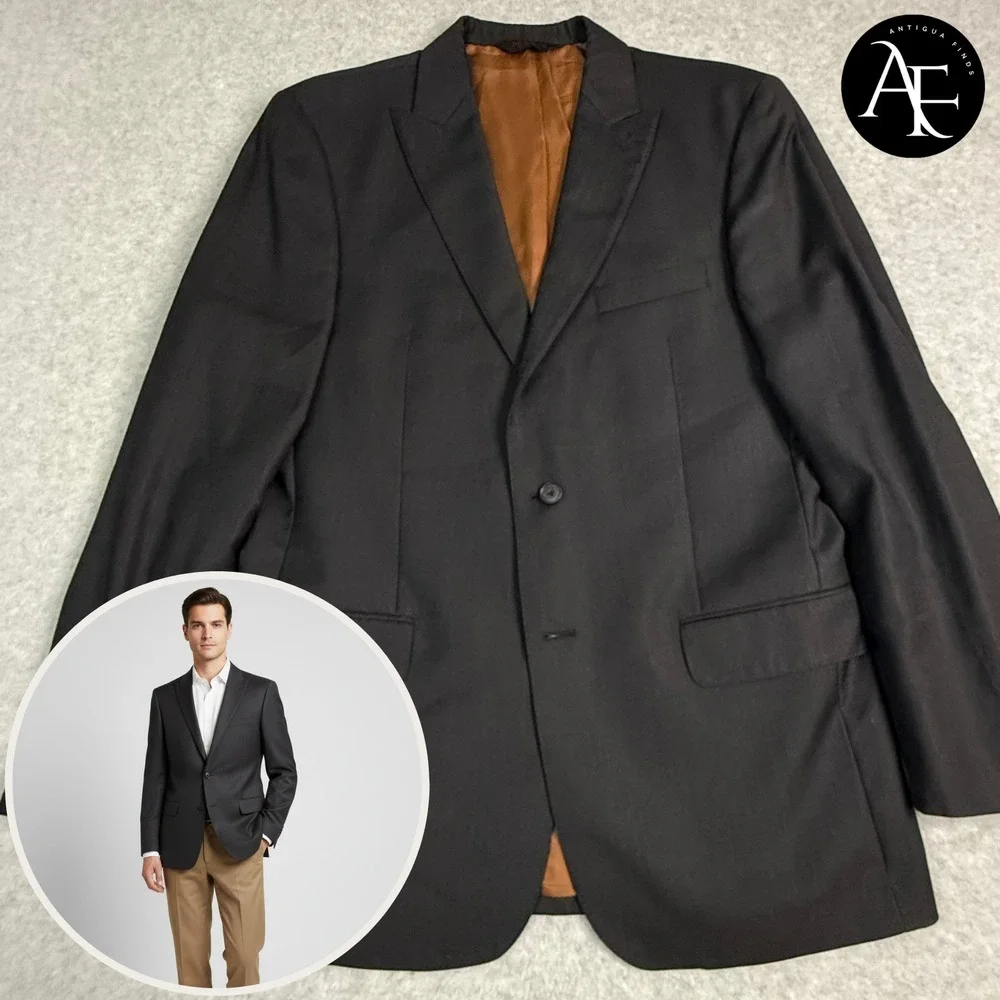 JOS. A. BANK‎ Men's Blazer Size 42L 100% Wool Slim-Fit Sport Coat Black Jacket